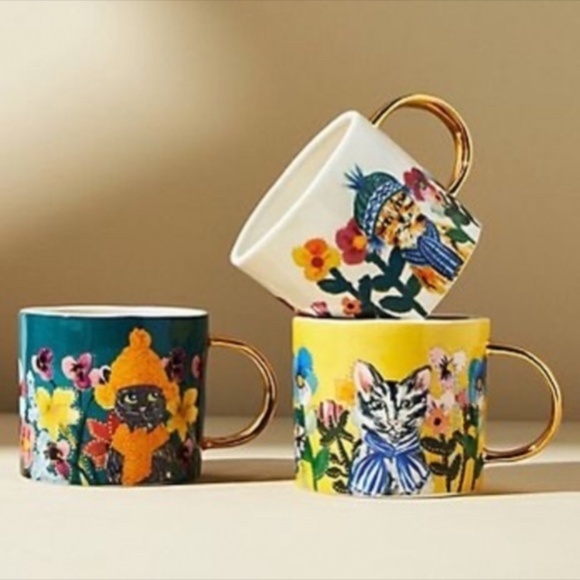 Anthropologie Francesca Kaye White Feline Mug - Picture 2 of 2